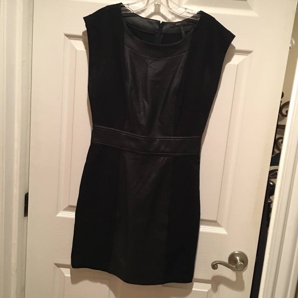 BCBG Faux Leather Fitted Dress